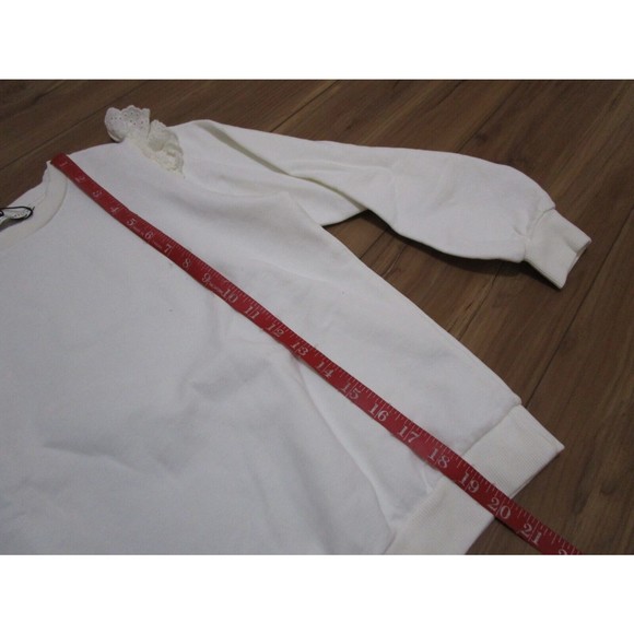 THE NEW SOCIETY IVORY YOLY SWEATER SWEATSHIRT PULLOVER NWT Ruffle Shoulder - Picture 8 of 11